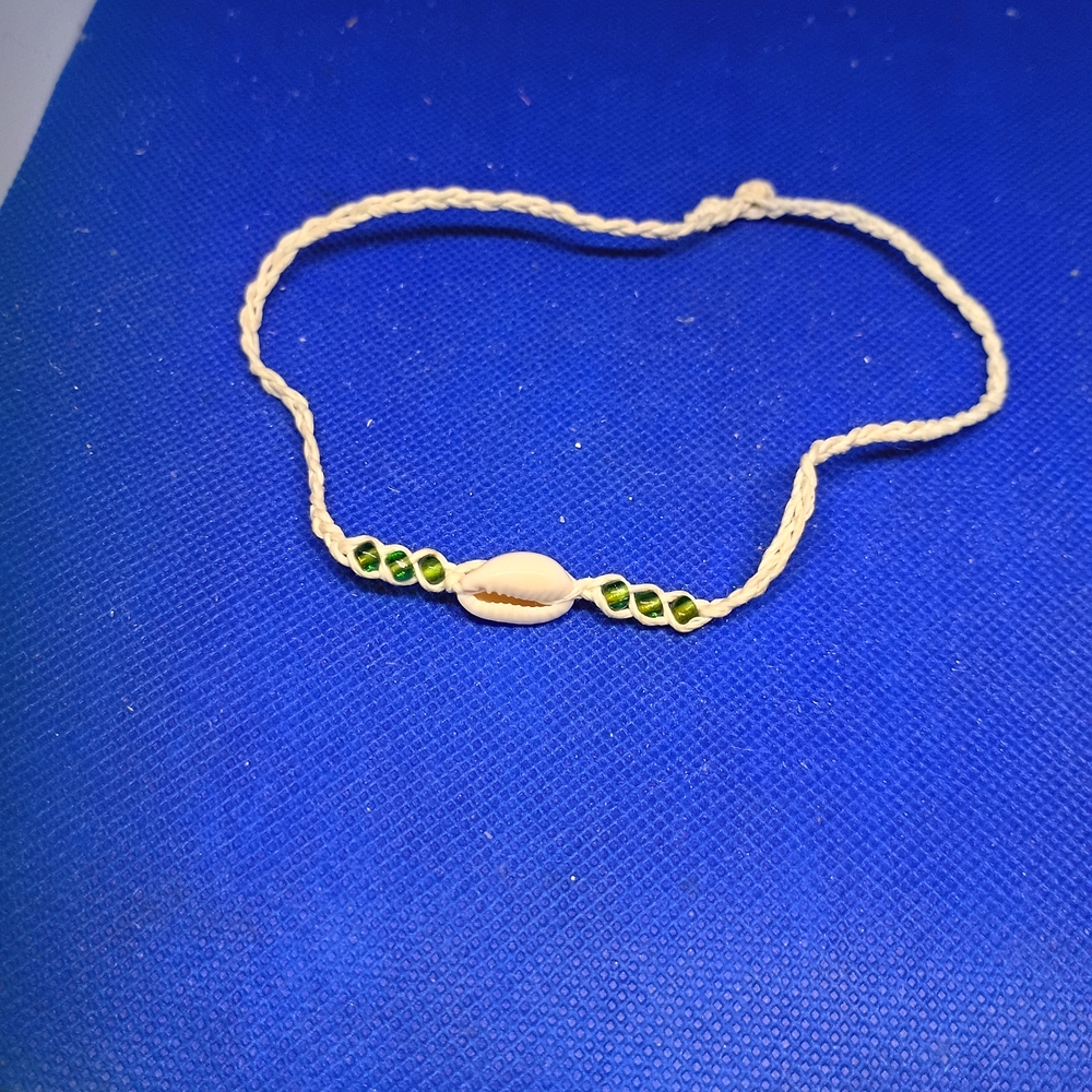 Elegant Handmade Shell and Green Bead Bracelet, Can Be Made Bigger Or Smaller.